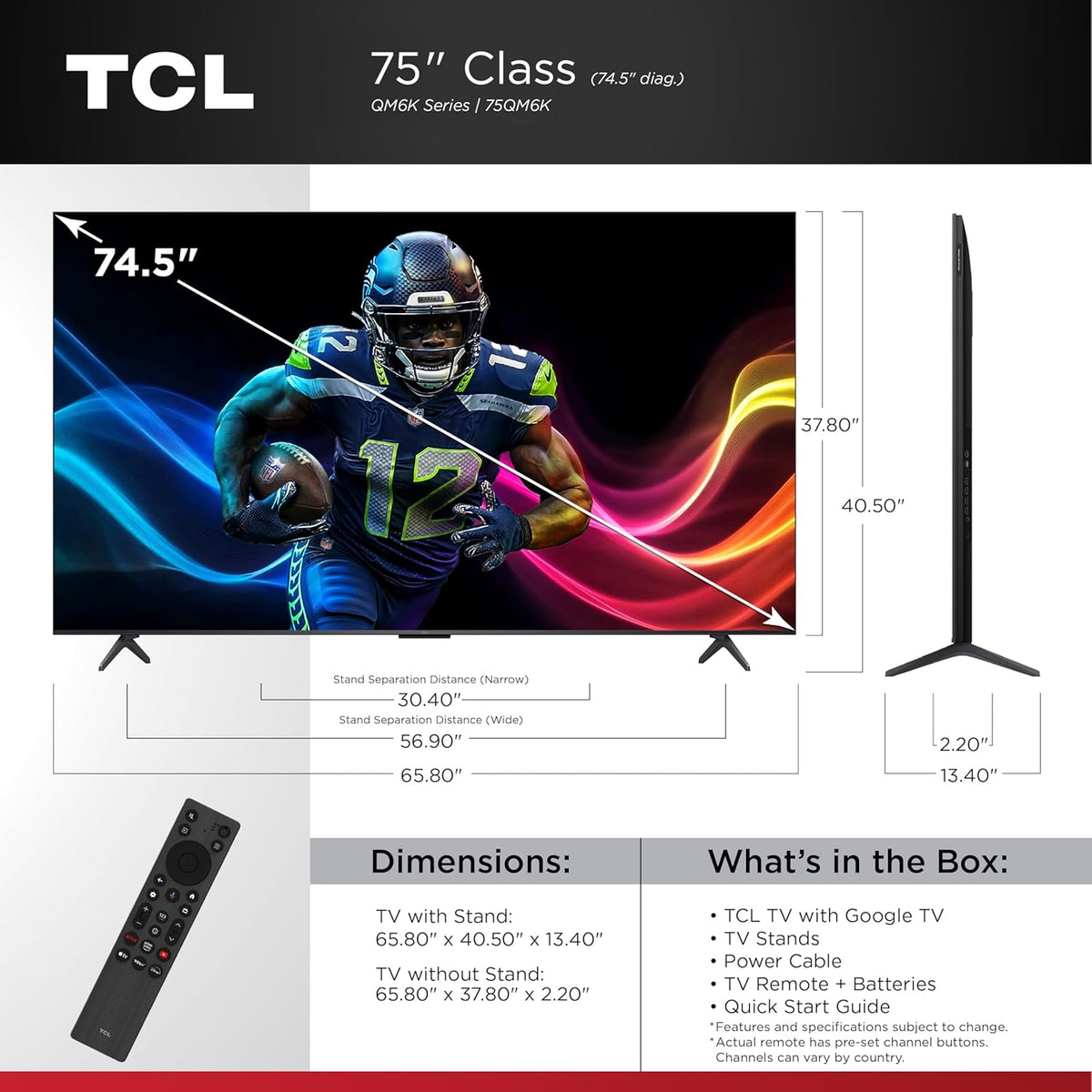 TCL 55-Inch QM6K Series QLED 4K Smart QD-Mini LED TV with Google TV (2025 Model) New Halo Control System, LD500 Precise Dimming Series, High Contrast HVA Panel, 144Hz Native Panel Refresh Rate - PuriLite