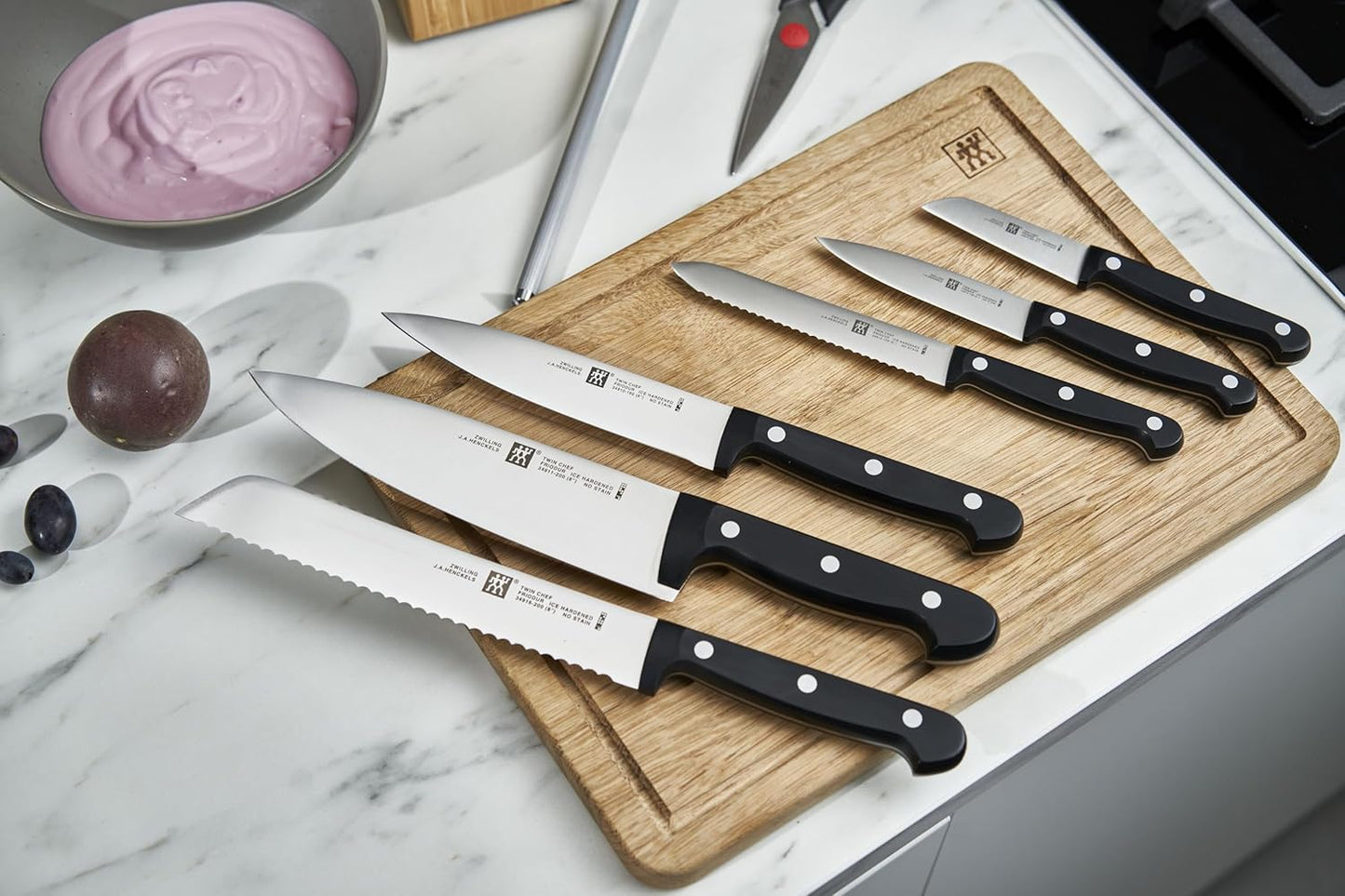 ZWILLING Twin Chef 9Piece Knife Block Set - Corrosion Resistant, Ice-Hardened Ultra Sharp Blades Graphite-Grey, Professional Knife Set, Durable, Dishwasher Safe - PuriLite