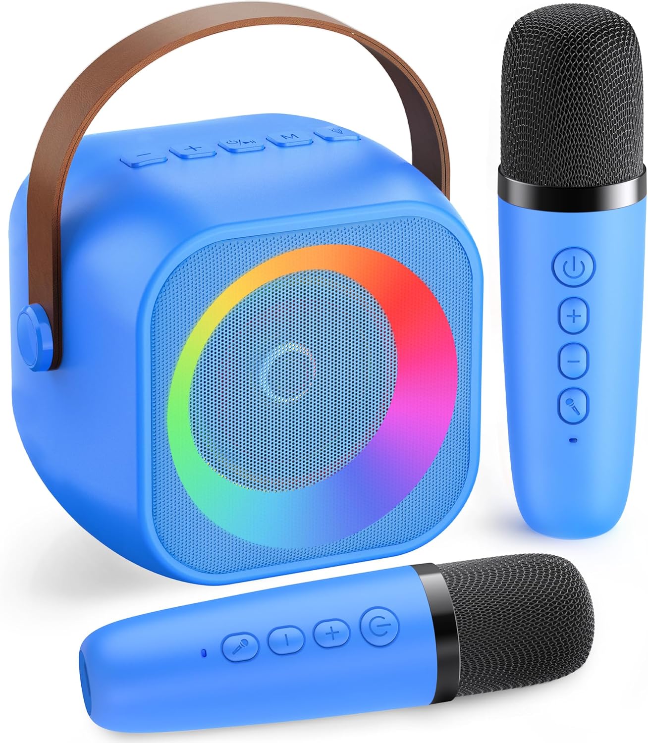 Karaoke Machine, Portable Bluetooth Karaoke Speaker with 2 Wireless Microphones and Party Lights for Kids and Adults, Birthday Gifts for Girls Boys Family Home Party (Beige2) - PuriLite