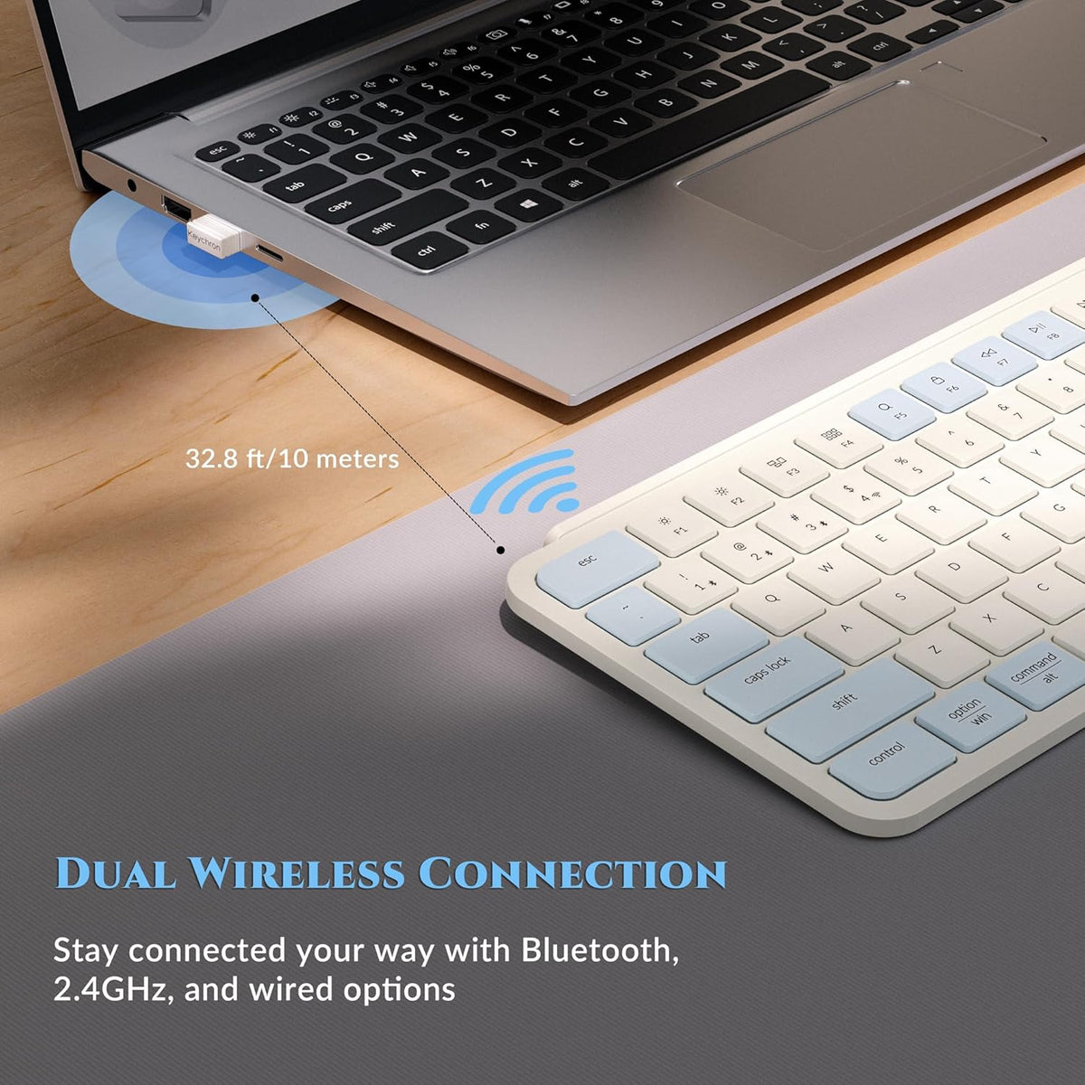 Keychron B6 Pro Quiet Key Full Size Ultra-Slim Wireless Keyboard, ZMK Programmable Bluetooth 5.1/2.4 GHz/Wired with Ultra-Long Battery Life Low Profile for Mac Win Linux System - Space Gray - PuriLite