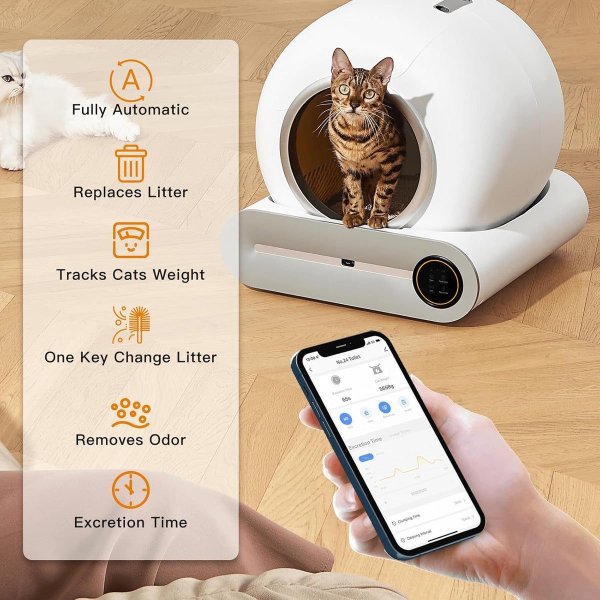 Upgraded Self-Cleaning Cat Litter Box - Automatic Smart for Multiple Cats, Never Scoop Again, Safety Protection, APP Control, Odorless, Health Check - PuriLite