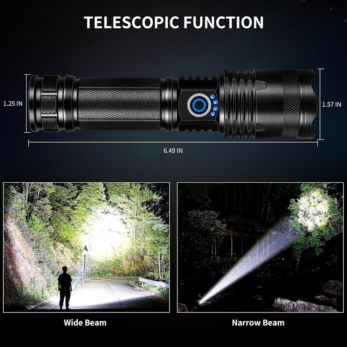Rechargeable Flashlight 990000 High Lumens,Brightest LED Flashlights & 5 Modes,Powerful Flash Light,IPX6 Waterproof Super Bright Flashlight for Camping, Hiking - PuriLite