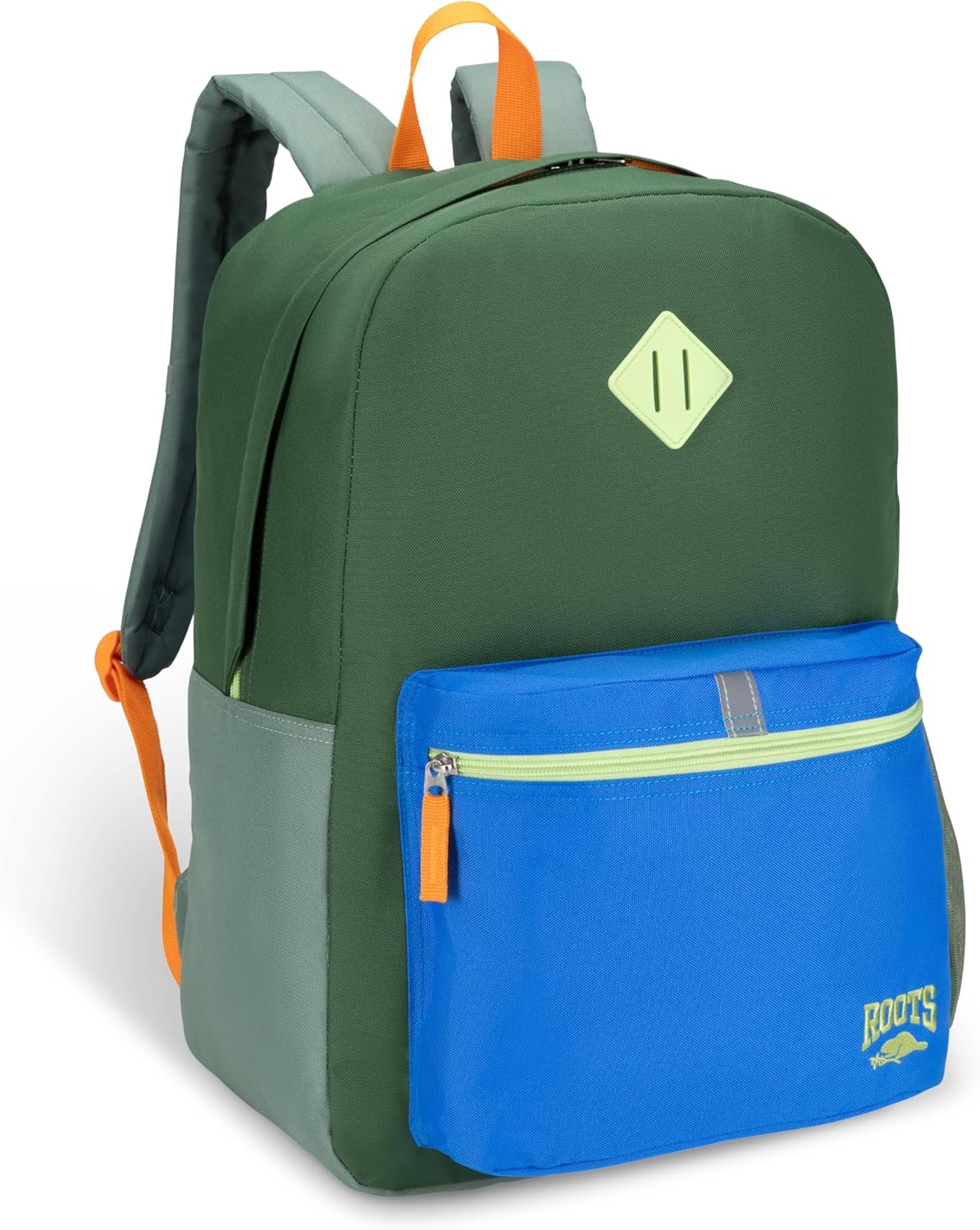Roots Teen Lightweight Backpack — Made from Recycled Polyester with 15.6" Laptop Compartment, Rain Flap, Bottle Pocket, Reflective Accent, and Back Padding — 34L, Black - PuriLite