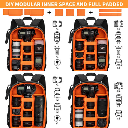 IPEB Camera Backpack Bag with Tripod Holder Water Resistant Camera Cases Photography Backpack Anti-Theft for DSLR Camera - PuriLite