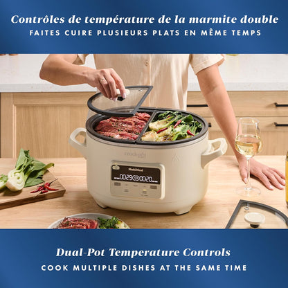 Crock-Pot MultiMeal Multicooker and Programmable Slow Cooker, With Extra 8-Qt. Cooking Pot, Oat Milk - PuriLite