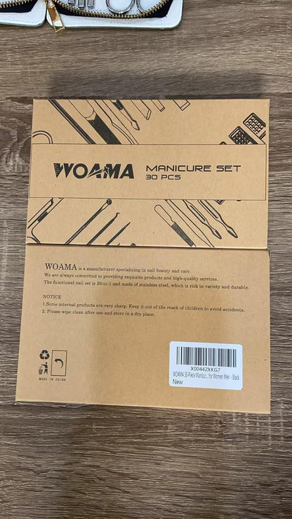 WOAMA Manicure Set 30 in 1 Nail Clipper Set Nail Kit for Women Men Stainless Steel Manicure Kit Professional with Travel Case - PuriLite