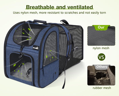 Pecute Pet Carrier Backpack, Dog Carrier Backpack Expandable with Breathable Mesh for Pets ＜6kg, Pet Backpack Carrier for Hiking Travel Camping Outdoor - PuriLite