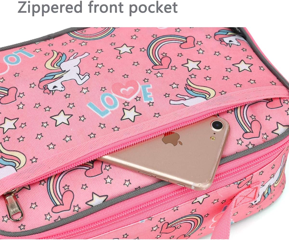 FlowFly Kids Lunch Box Insulated Soft Bag Mini Cooler Back to School Thermal Meal Tote Kit for Girls, Boys, Black - PuriLite