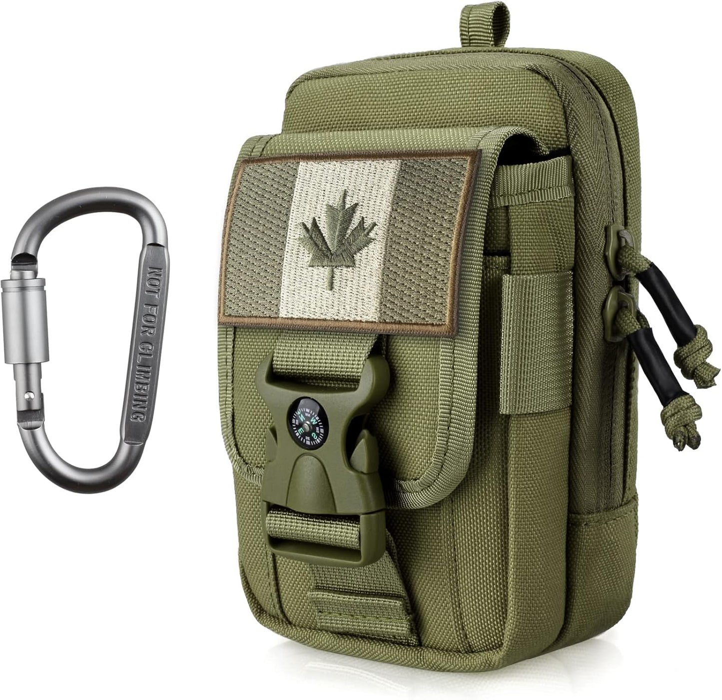 WYNEX Tactical Compass Phone Pouch, Large Molle Smartphone Holster Case Double Capacity Small Utility EDC Pouch with Compass Buckle and Carabiner - PuriLite