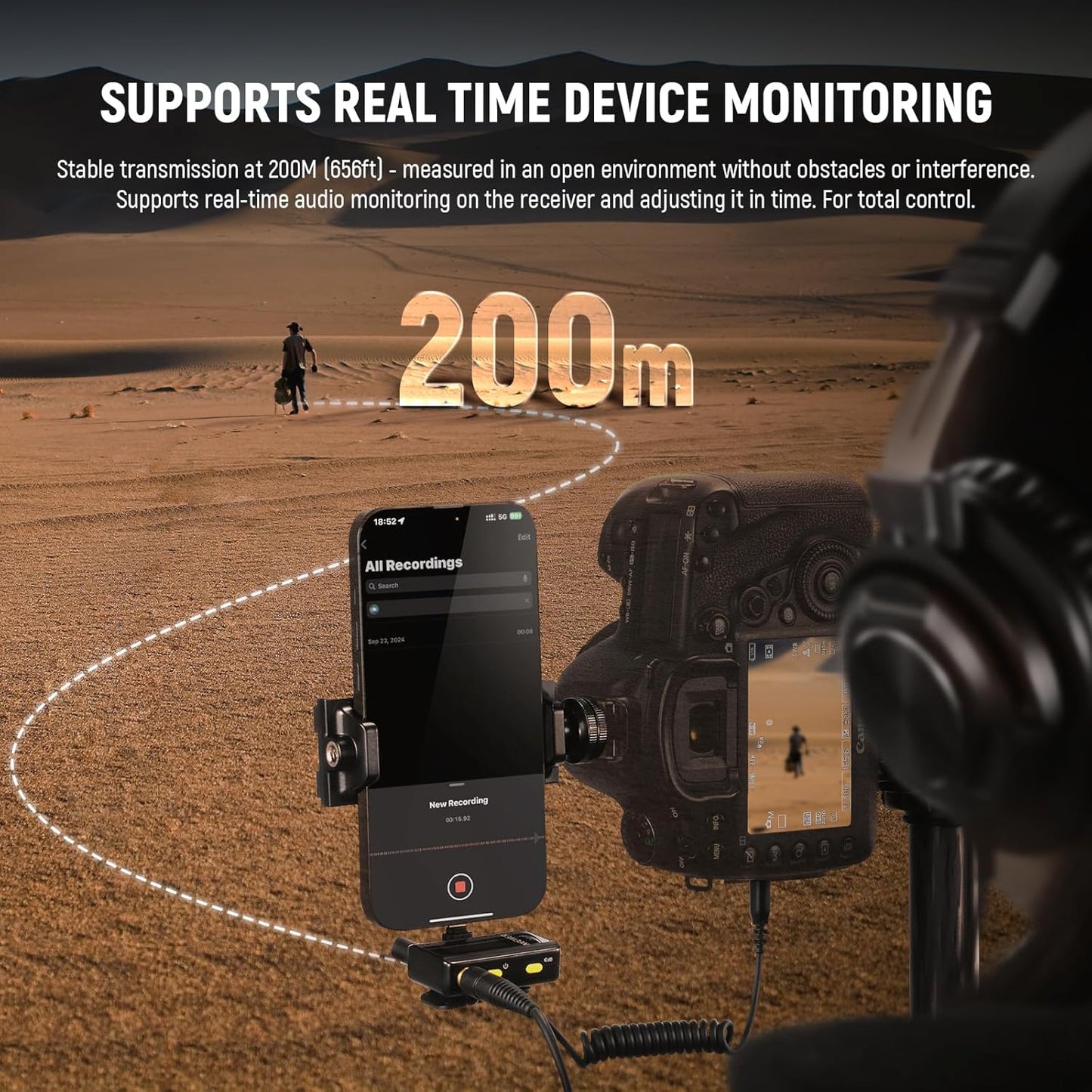 NEEWER CM28 Wireless Lavalier Microphone System with Charging Case, 1 Click Noise Canceling, 4GB Storage for 9Hrs of 48KHz 16 Bit Uncompressed Audio Lapel Mic Compatible with iPhone/Android/PC/Camera - PuriLite