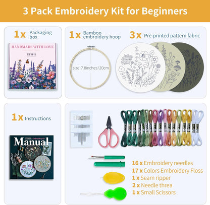Purilite Select 3 Pack Beginner Embroidery Kits - PuriLite