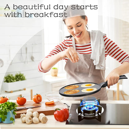 KRETAELY Nonstick Pancake Pan Pancake Griddle with 7-Mold Design Mini Pancake Maker with PFOA Free Coating-Black - PuriLite