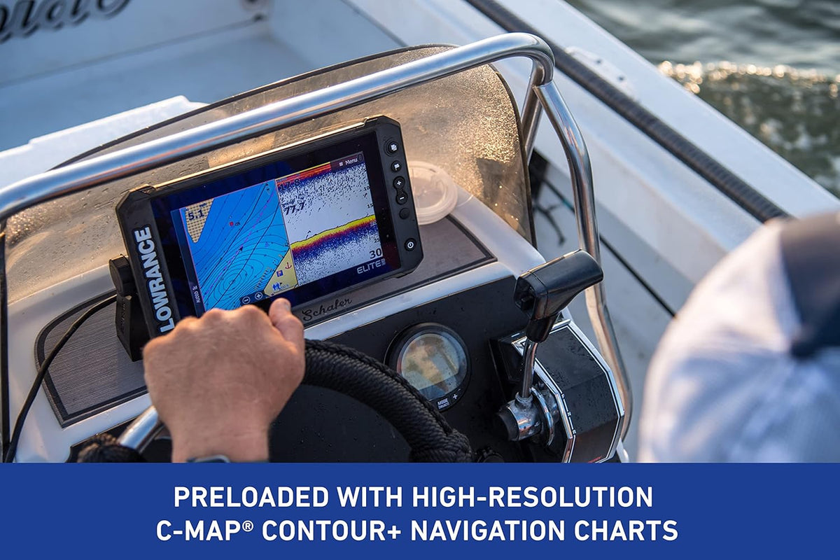 Lowrance Elite FS 7 Fish Finder with HDI Transducer, Preloaded C-MAP Contour+ Charts - PuriLite