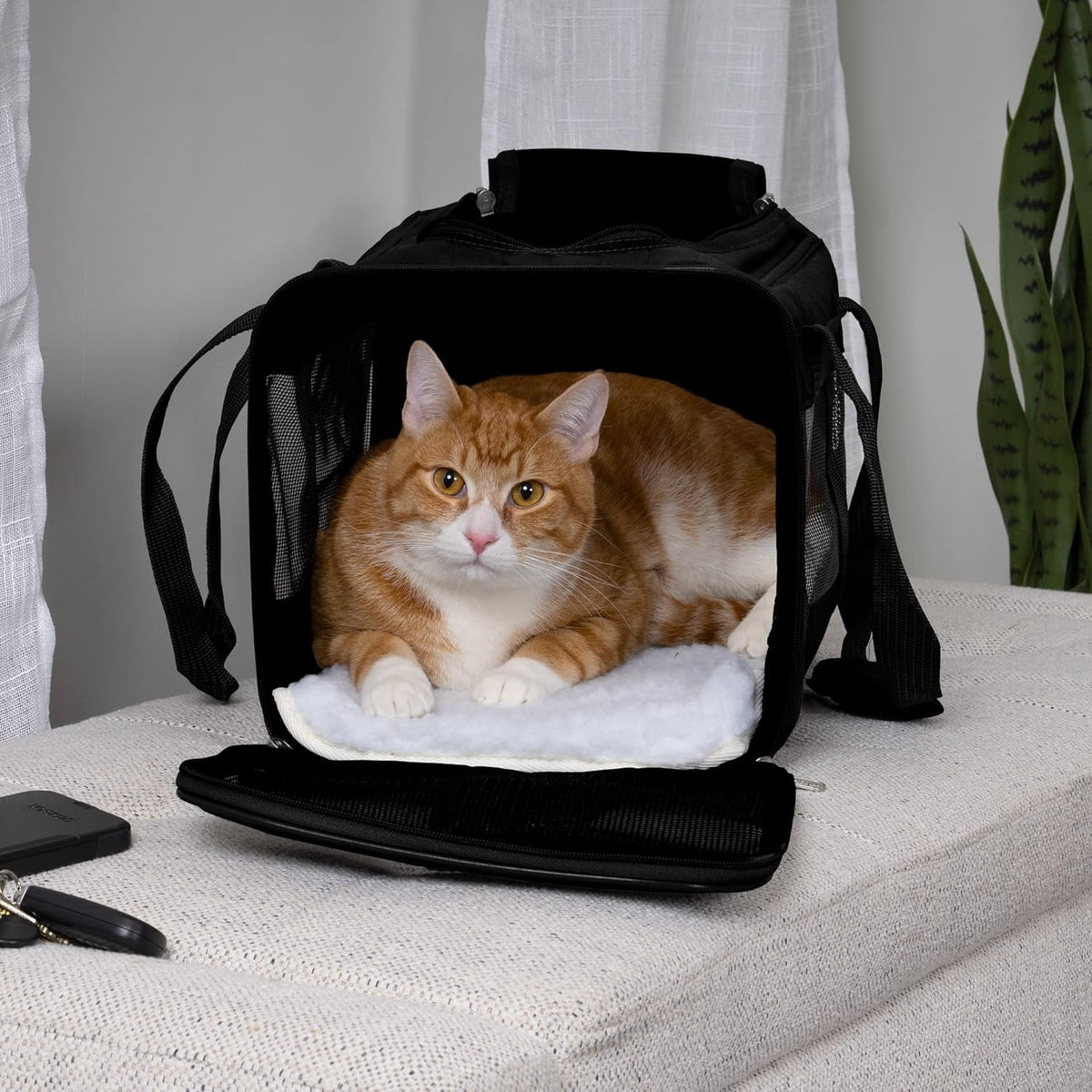 Sherpa Original Deluxe Travel Bag Pet Carrier, Airline Approved & Guaranteed-On-Board - Mesh Panels & Spring Frame, Locking Safety Zippers, Machine Washable Liner - Charcoal Gray, Medium - PuriLite