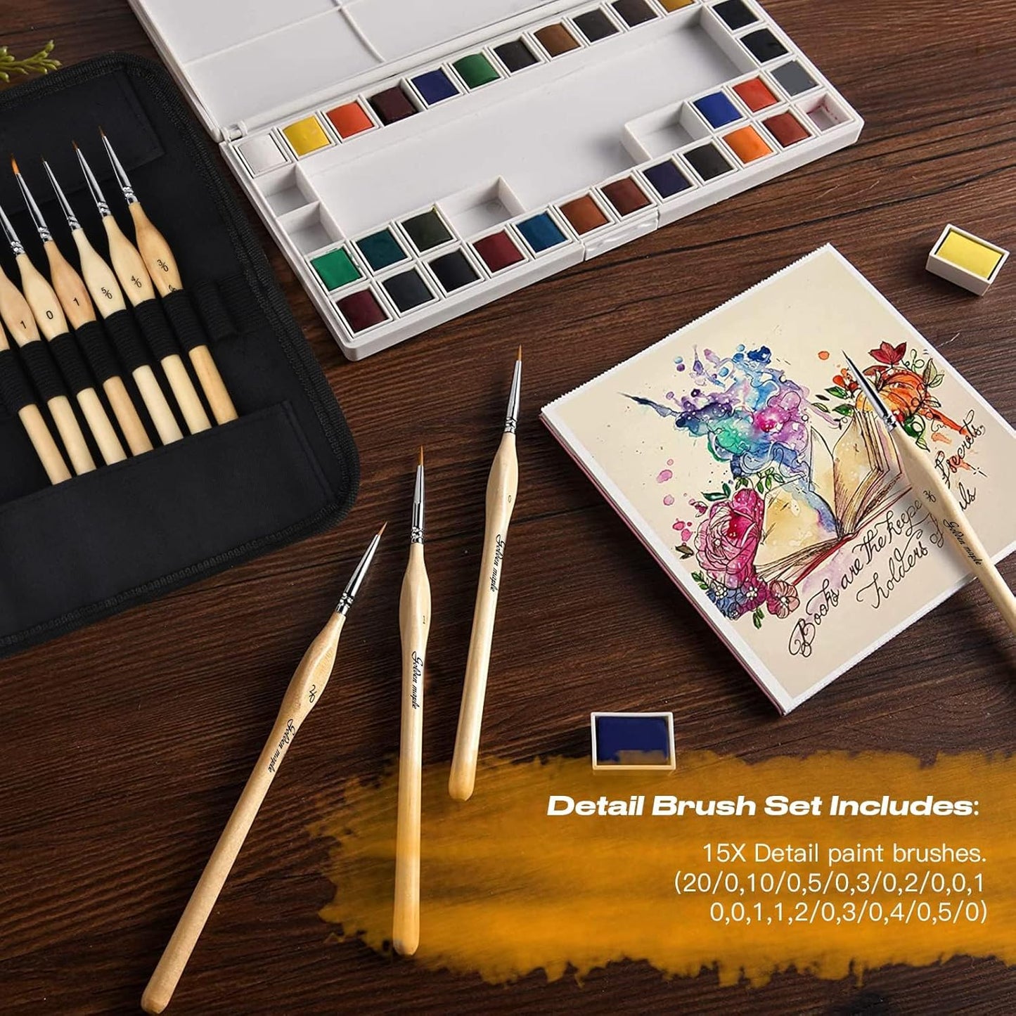 Detail Paint Brushes Set 10pcs Miniature Brushes for Fine Detailing & Art Painting - Acrylic, Watercolor,Oil,Models - PuriLite