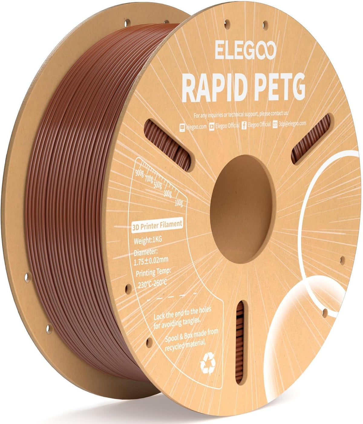 ELEGOO Rapid PETG Filament 1.75mm Black 1KG, 3D Printer Filament Max 600 mm/s High Speed Printing, Dimensional Accuracy +/- 0.02 mm Fit Most FDM Printer 1kg Cardboard Spool - PuriLite