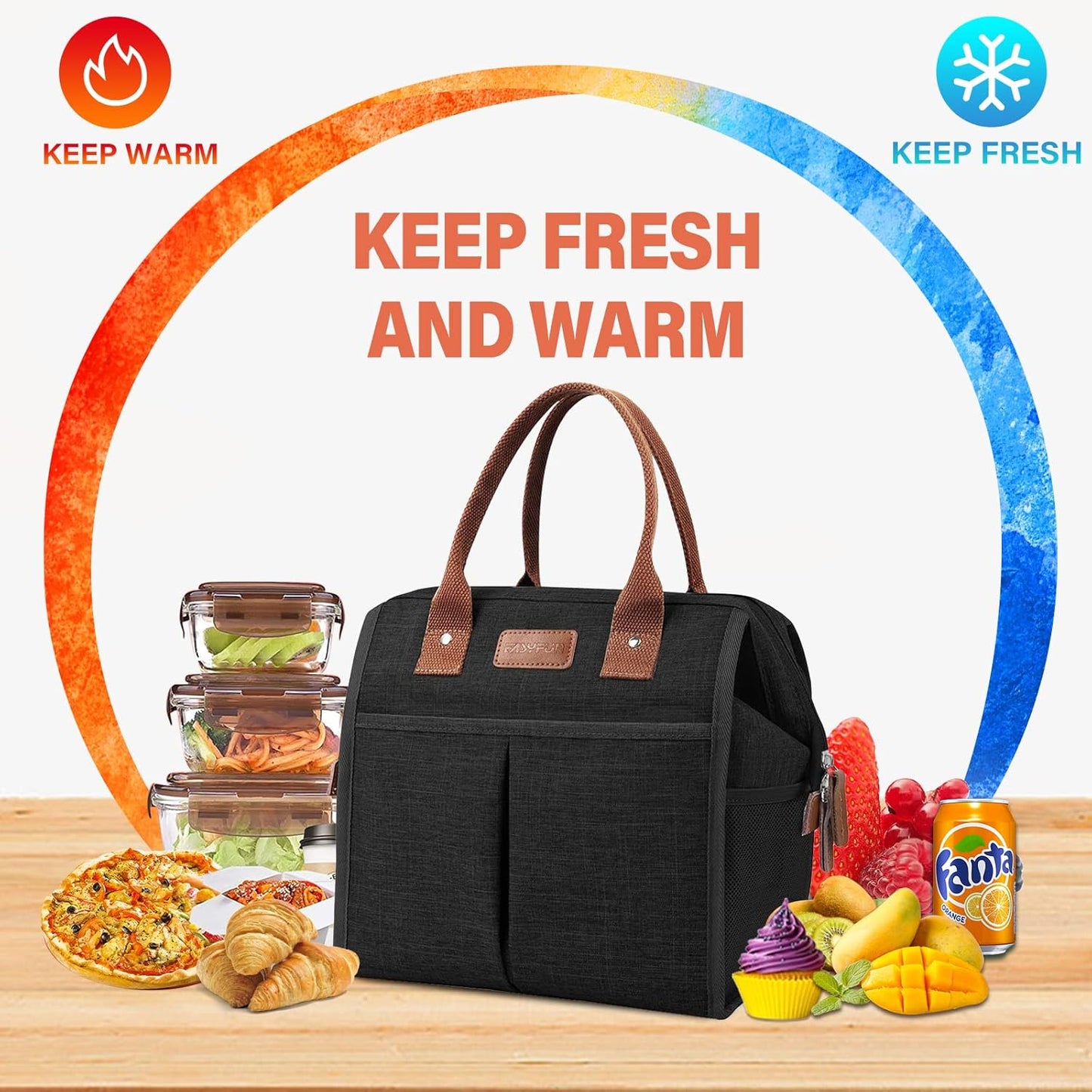Lunch Bag for Women & Men, Insulated Lunch Box Cooler Tote Bags, Adult Reusable Lunch Boxes with Water Resistant for Work, Travel and Picnic (Grey) - PuriLite
