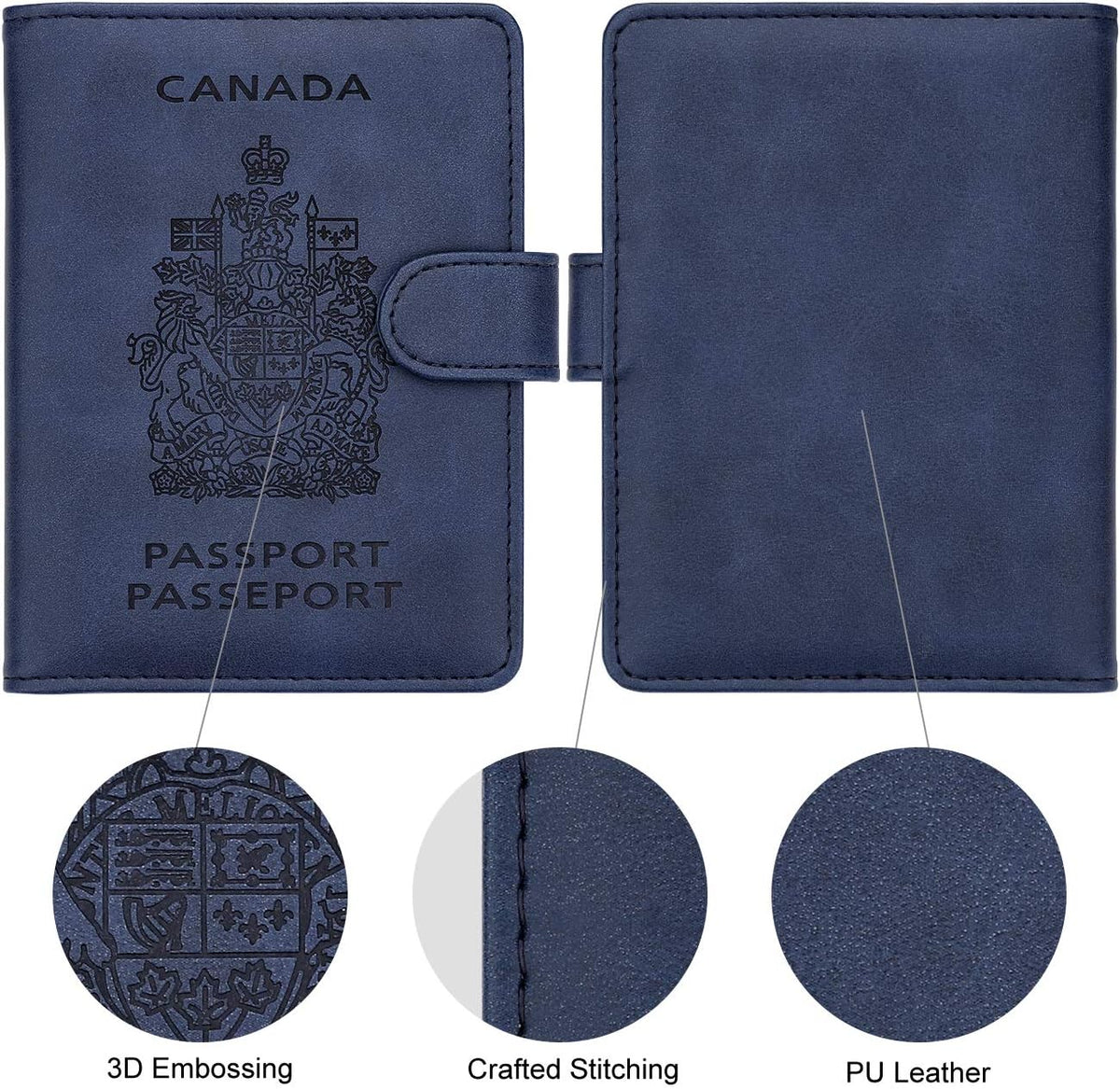 RFID Blocking Passport Holder Travel Wallet – Slim Faux Leather Passport Cover with Buckle Closure, Multi-Slot Organizer for Cards, Tickets, Cash, and SIM Cards - PuriLite