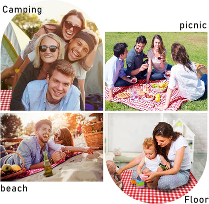 SAMSIER Large Outdoor Picnic Blankets Waterproof Foldable, Beach Blanket Sandproof Portable, Cute Picnic Mat Washable (Navy Blue, 60"×80") - PuriLite