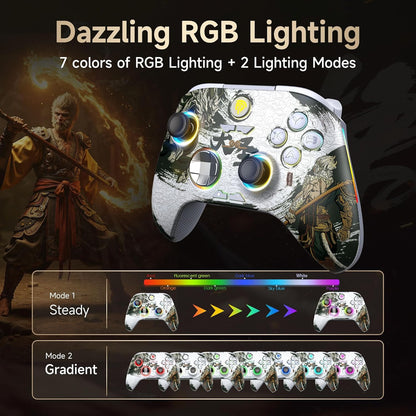 EasySMX X15 PC Controller - Enhanced Wireless Bluetooth Controller with Hall Joysticks/Hall Triggers/RGB Lighting - No Stick Drift, No Dead Zone - Work for Windows PC, Android, Steam and Switch - PuriLite