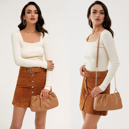 Cloud Pouch Bag Women Shoulder Handbag Soft Vegan Leather Vintage Hobo Chain Cross body Bag - PuriLite
