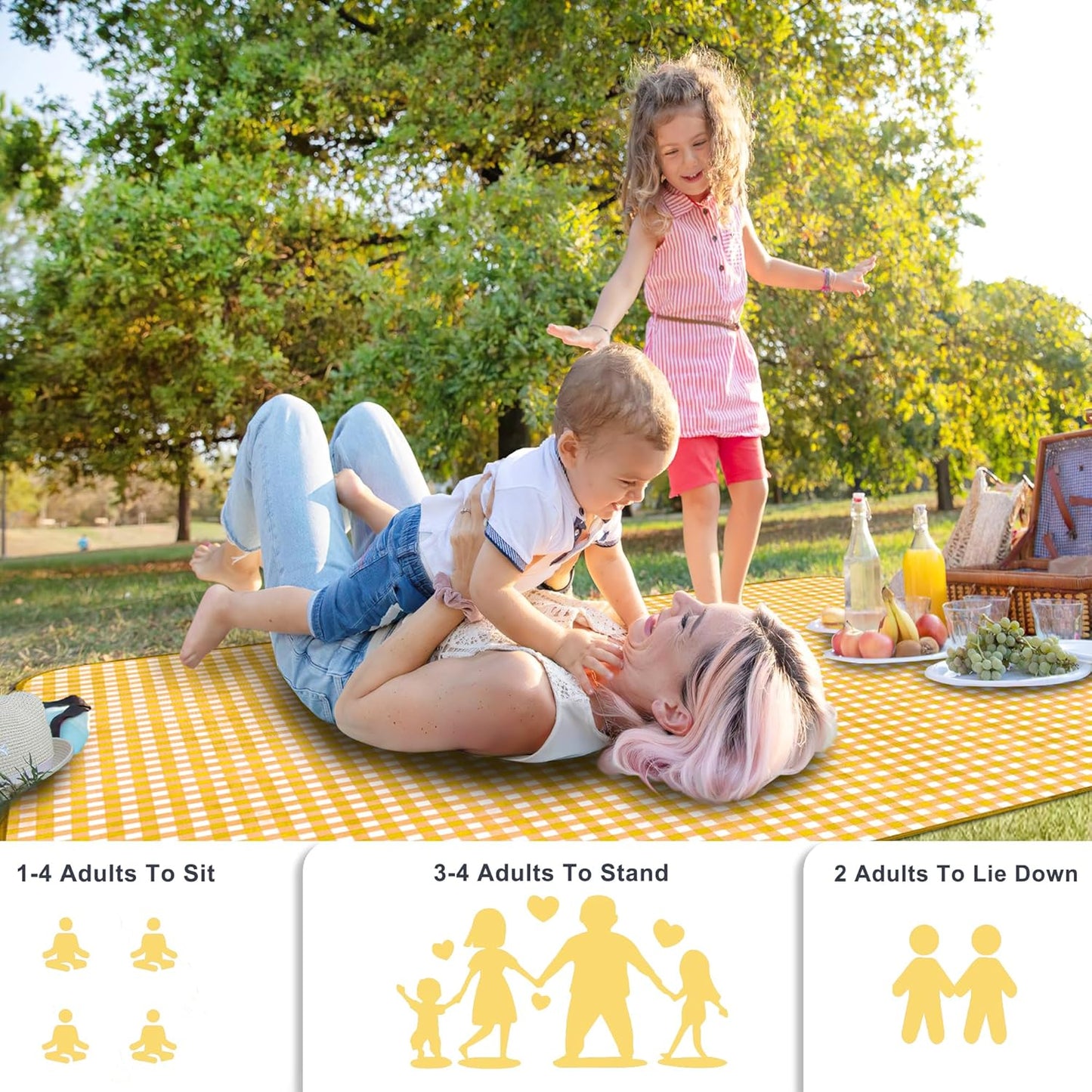 SAMSIER Large Outdoor Picnic Blankets Waterproof Foldable, Beach Blanket Sandproof Portable, Cute Picnic Mat Washable (Navy Blue, 60"×80") - PuriLite