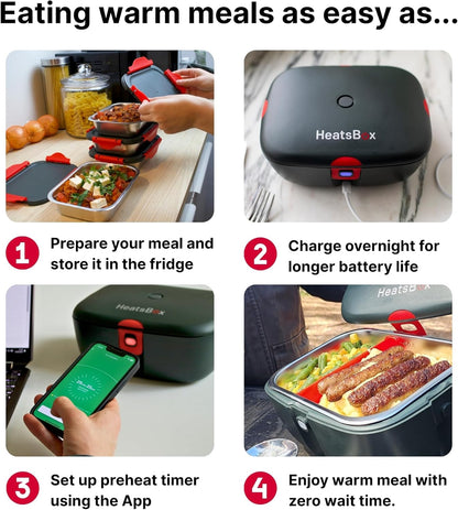 HeatsBox Inner Dish Set of 2 Reusable Stainless Steel Containers with Lid to Meal Prep Food | Freezer and Oven Safe | Compatible Go Lunch Box (Buy Separately, not Included) - PuriLite