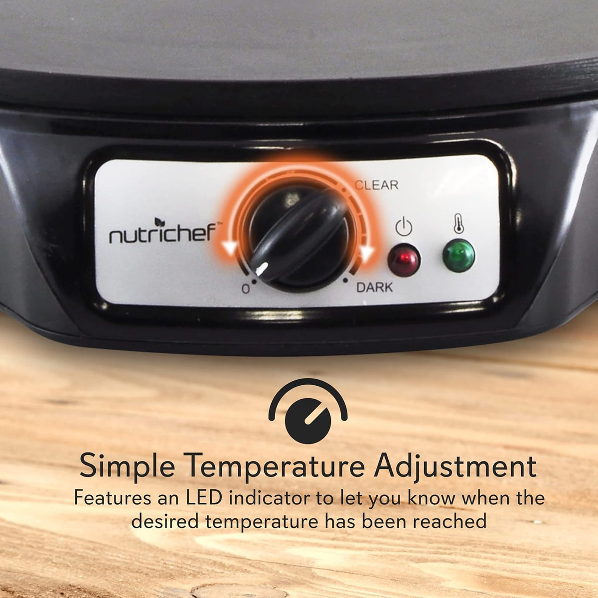 NutriChef Electric Crepe Maker, Cooks Roti, Tortillas, Pancakes, Nonstick Cooktop, 8-inch Cook Area On/Off Switch, Automatic Temperature Control & Cool Touch Handle, Includes Food Bowl, Whisk, Spatula - PuriLite