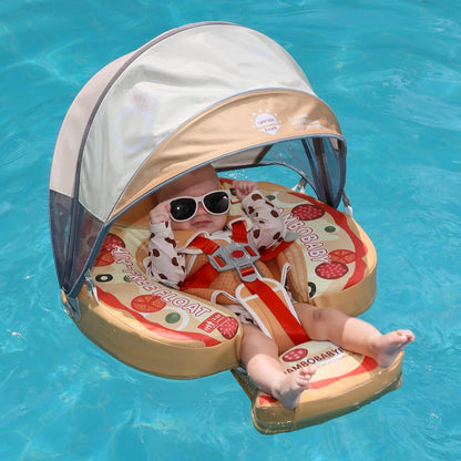 Mambobaby Baby Swim Float with Canopy, Non-Inflatable Solid Baby Float, Upgrade Soft Skin-Friendly Material Infant Swim Float - PuriLite