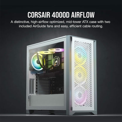 CORSAIR 3000D Airflow Mid-Tower PC Case – 2X SP120 Elite Fans – Four-Slot GPU Support – Fits up to 8X 120mm Fans – High-Airflow Design – Black - PuriLite