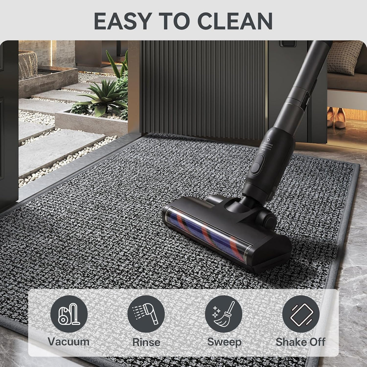 YDKGL Front Door Mat Indoor Entrance, Non Slip Welcome Mat, Grey 24"x35"