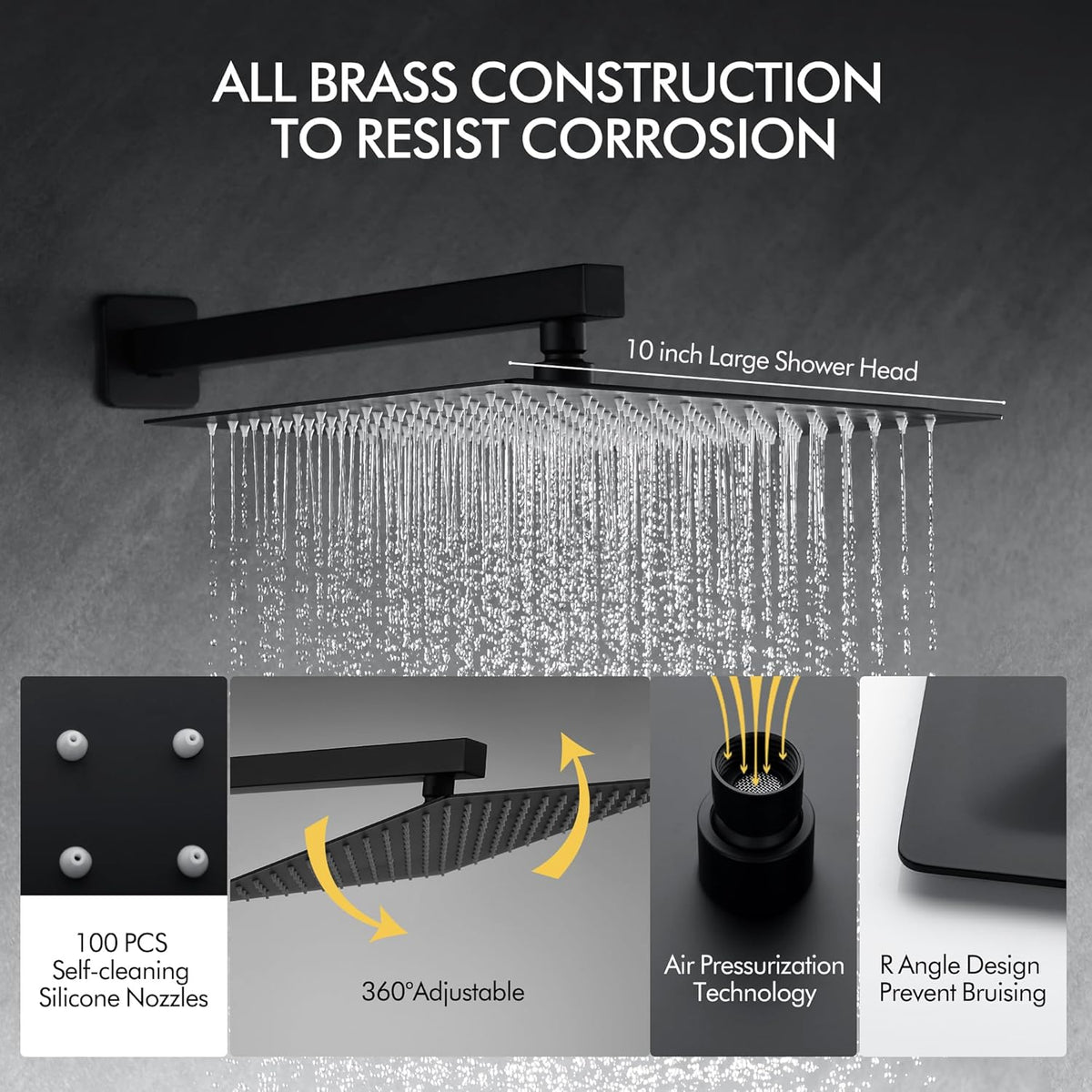 Fransiton Shower System Rain Shower System Set Ceiling Mounted, Rainfall Shower Head with Handheld, Bathroom Shower Kit (Valve Included) (8" - Wall Mount, Matte Black) - PuriLite