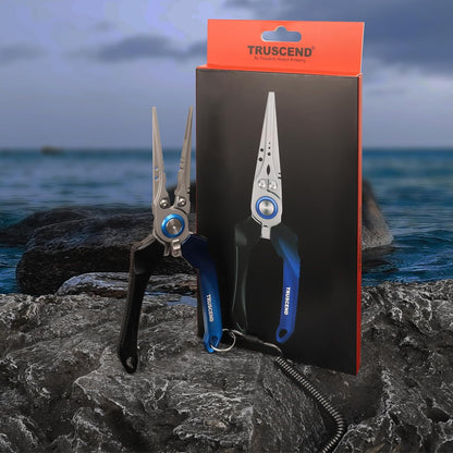 TRUSCEND Lockable Handy Fishing Pliers with Innovative Ergonomic Handle, Saltwater Corrosion Resistant Teflon Coated Fishing Tool, Multi-Function Fishing Gear with Mo-V Cutter, Amazing Fishing Gift - PuriLite