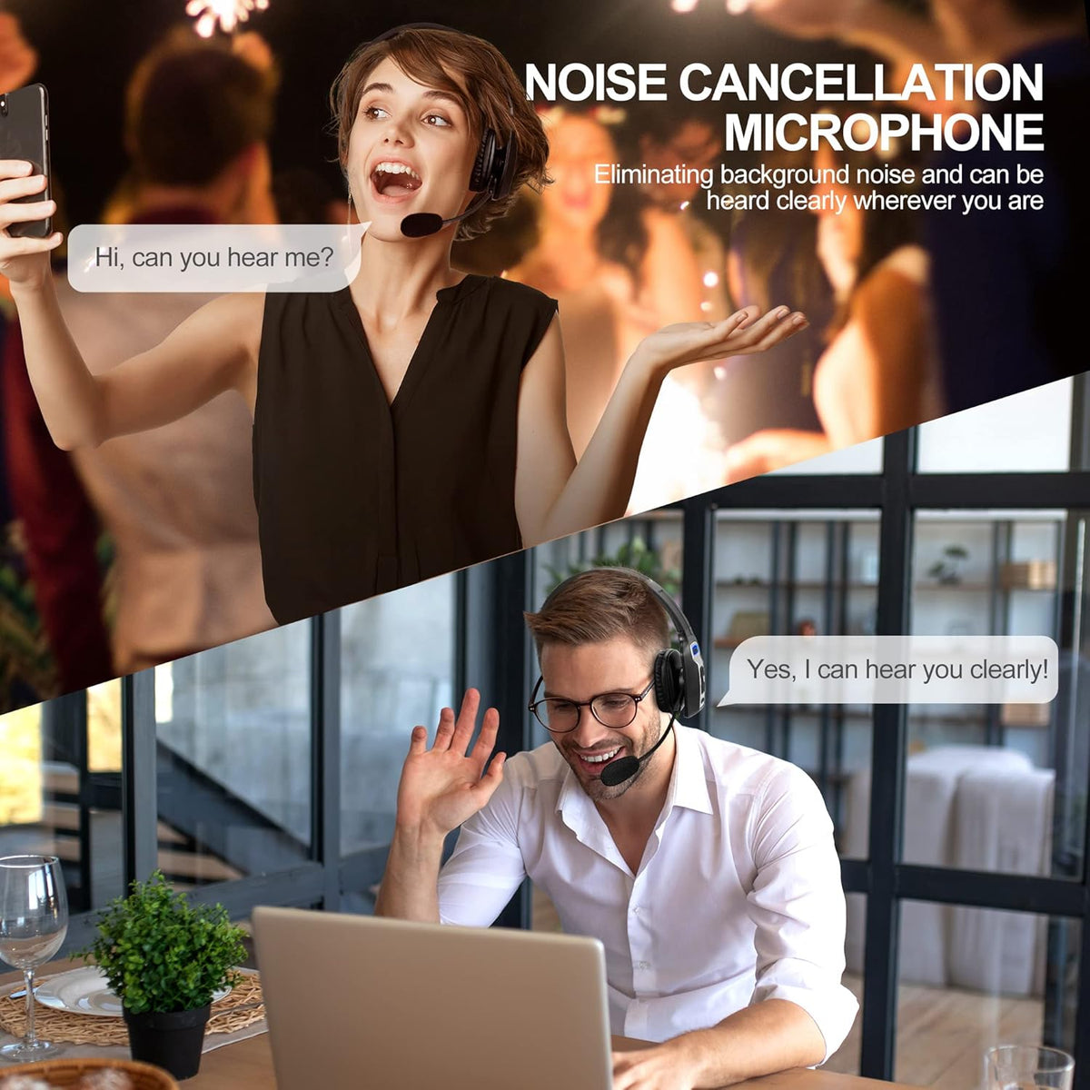 Sarevile Trucker Bluetooth Headset, V5.2 Wireless Headset with Upgraded Microphone AI Noise Canceling, On Ear Bluetooth Headphone with Mute for Driver Office Call Center - PuriLite