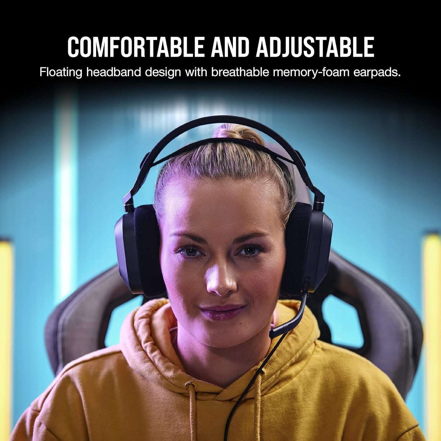 Corsair HS80 RGB USB Premium Gaming Headset with Dolby Audio 7.1 Surround Sound (Broadcast-Grade Omni-Directional Microphone, Memory Foam Earpads, High-Fidelity Sound, Durable Construction) Carbon - PuriLite