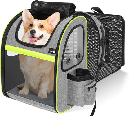 Pecute Pet Carrier Backpack, Dog Carrier Backpack Expandable with Breathable Mesh for Pets ＜6kg, Pet Backpack Carrier for Hiking Travel Camping Outdoor - PuriLite