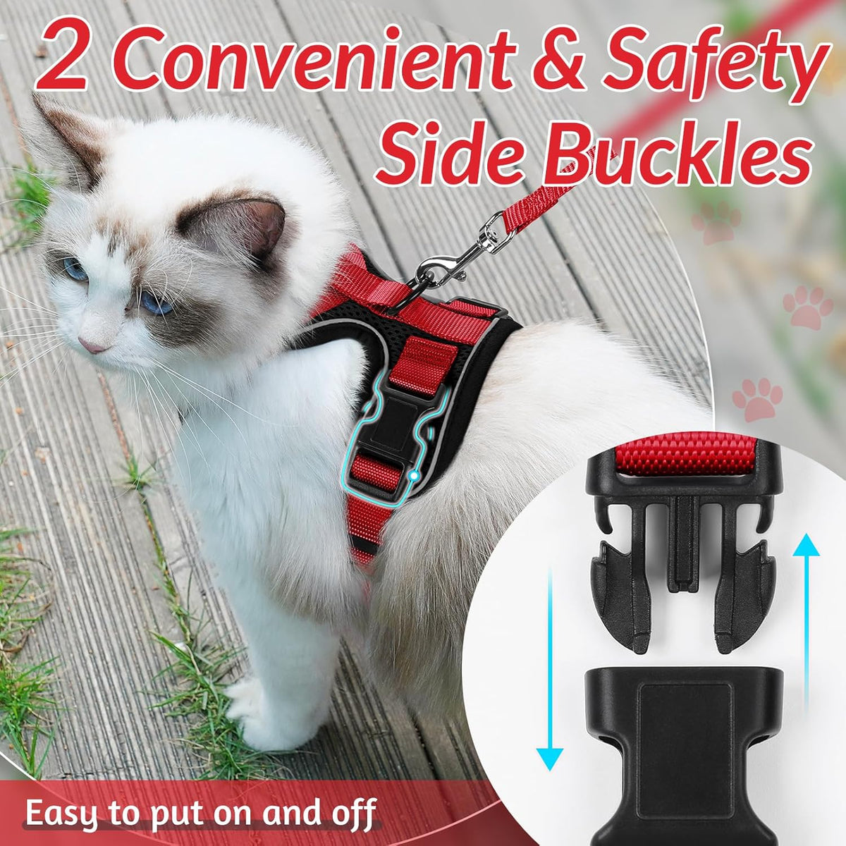 rabbitgoo Cat Harness and Leash for Walking, Escape Proof Soft Adjustable Vest Harnesses for Small Medium Cats, Easy Control Breathable Reflective Strips Jacket, XS, Black - PuriLite