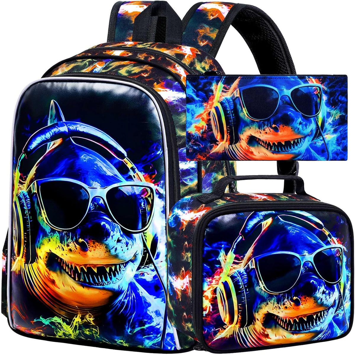 3pcs Backpack for Boys and Girls, 16” Kids Kindergarten Bookbag with Lunch Box, Cute Elementary Backpacks for Boy Girl - PuriLite