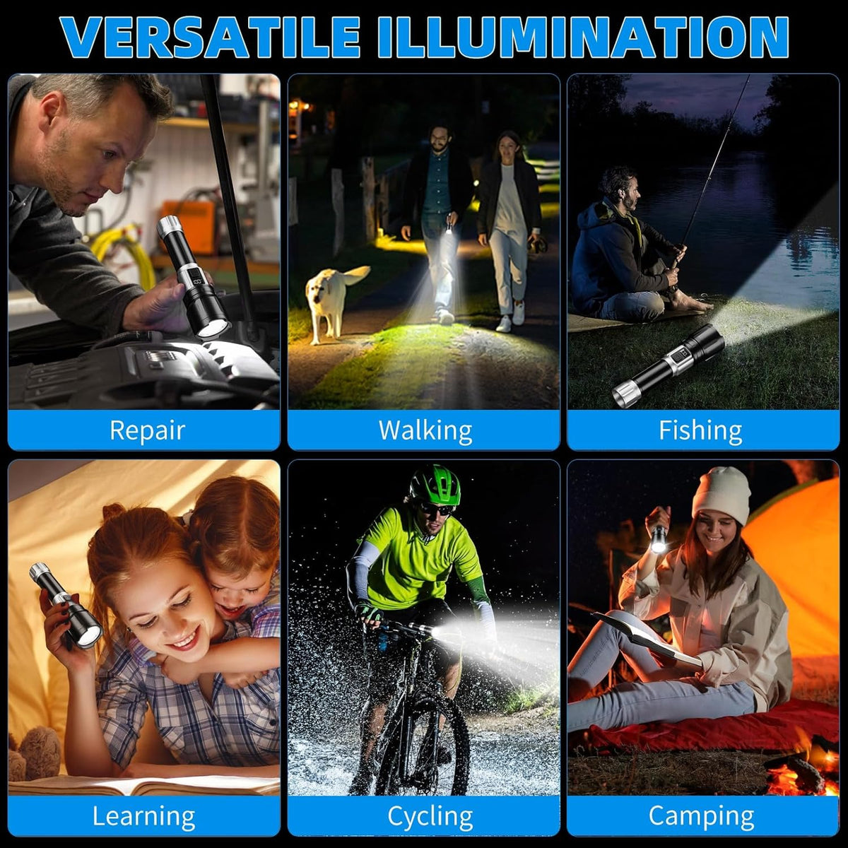 Flashlight Rechargeable 990000 High Lumens, Super Bright LED Flash Light with LCD Digital Display, Tactical Flashlights with IPX7 Waterproof, 6 Modes Brightest Flashlight for Camping, Emergency - PuriLite