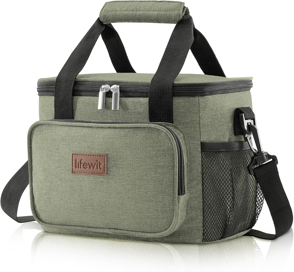 Lifewit Large Lunch Bag for Adults, 24-Can 15L Insulated Lunch Box Leakproof Soft Cooler Cooling Tote for Men Women, Waterproof Reusable Cooler Bags for Work Office Outdoor Picnic Camping, Black - PuriLite