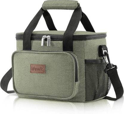 Lifewit Large Lunch Bag for Adults, 24-Can 15L Insulated Lunch Box Leakproof Soft Cooler Cooling Tote for Men Women, Waterproof Reusable Cooler Bags for Work Office Outdoor Picnic Camping, Black - PuriLite