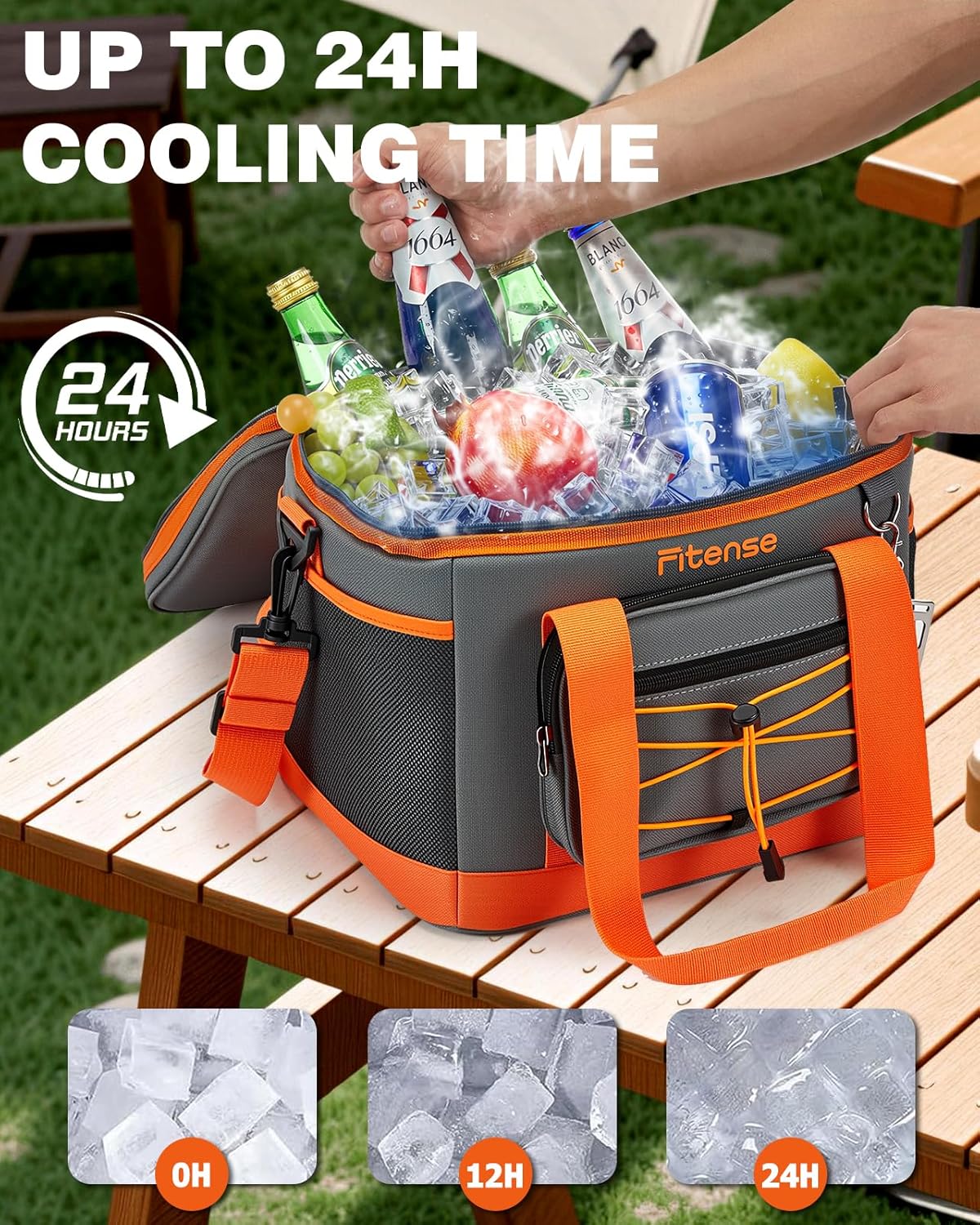 Fitense Soft Cooler Bag Insulated 50 Cans/33L, 27 Cans/20L Camping Cooler 4-Layer Leakproof, Collapsible Portable Lunch Cooler for Beach, Travel, Picnic, Grocery, Kayaking - PuriLite