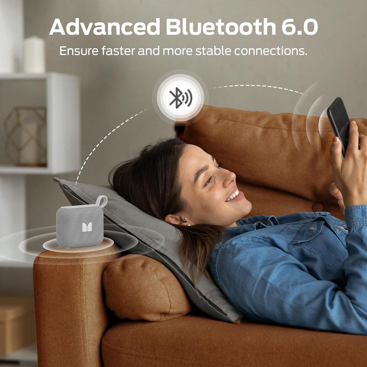 Monster Cube 1 Portable Bluetooth Speaker, IPX7 Waterproof, Bluetooth 6.0, 20H Playtime, Powerful Stereo Sound, Speaker for Home, Outdoors and Travel, Grey - PuriLite