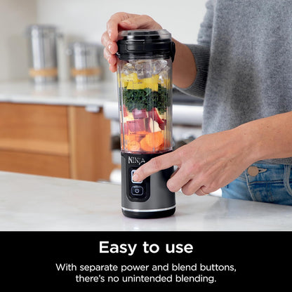 Ninja Blast Portable Blender, Cordless, 18oz. Vessel, Personal Blender for Shakes & Smoothies, BPA Free, Leakproof Lid, USB-C Rechargeable, Black, BC151BKC (Canadian Version) - PuriLite