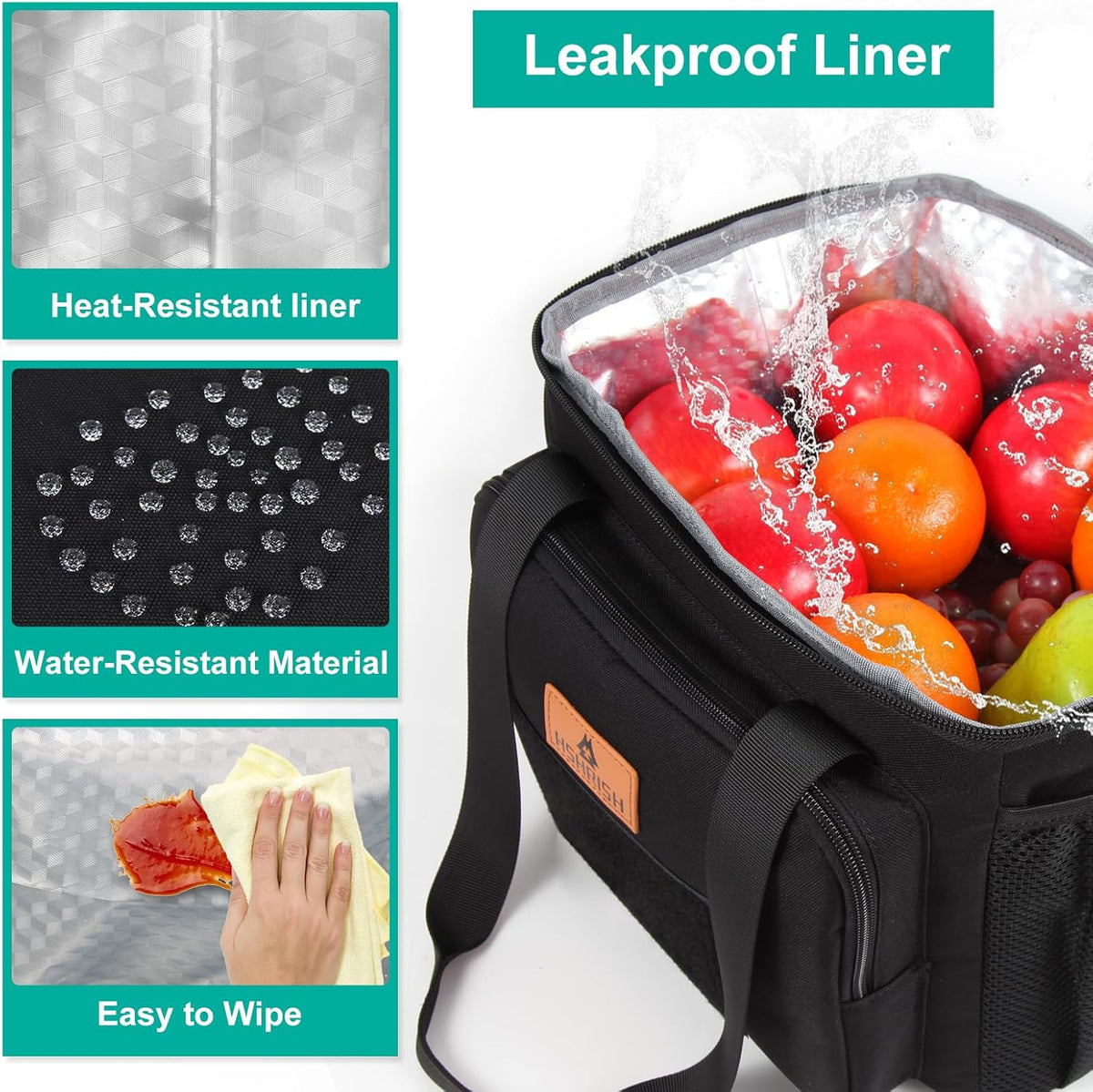 HSHRISH Tactical Large Lunch Bag for Men,Leakproof Insulated Lunch Box, Durable Soft Cooler Bag with Shoulder Strap Lunch Pail for Work Shifts Outdoor - PuriLite