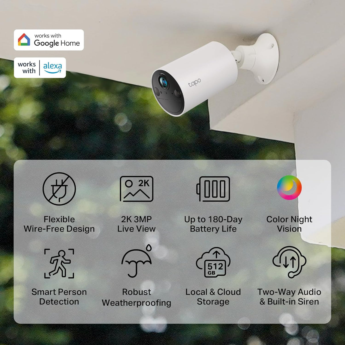 TP-Link Tapo Solar-Powered Security Camera Kit, 2K Wireless Battery Camera w/Solar Panel Base, Smart Person Detection, SD/Cloud Storage, Spotlight Color Night Vision, No Hub Needed (Tapo C410 KIT) - PuriLite