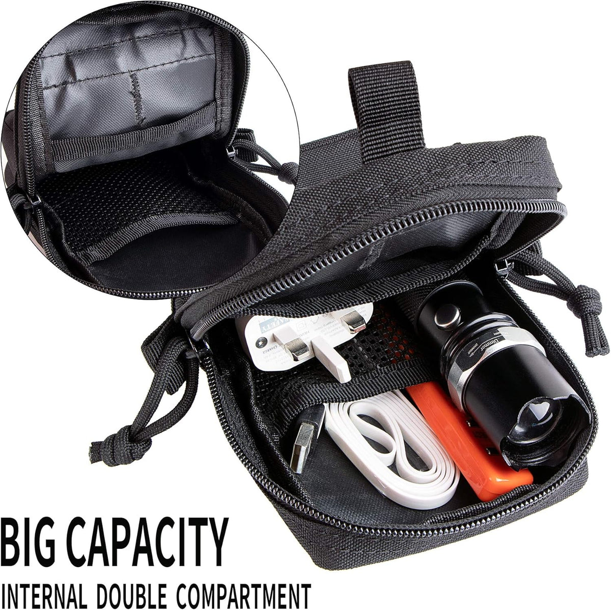IronSeals Molle Pouch Multi-Purpose Tactical Compact Water-Resistant Utility Pouch with CA Flag Patch and D-Ring Gear Clip - PuriLite