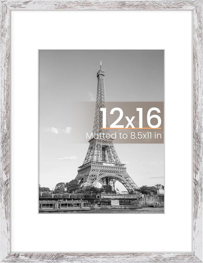 upsimples 11x14 Picture Frame, Display Pictures 8x10 with Mat or 11x14 Without Mat, Wall Hanging Photo Frames, Black - PuriLite