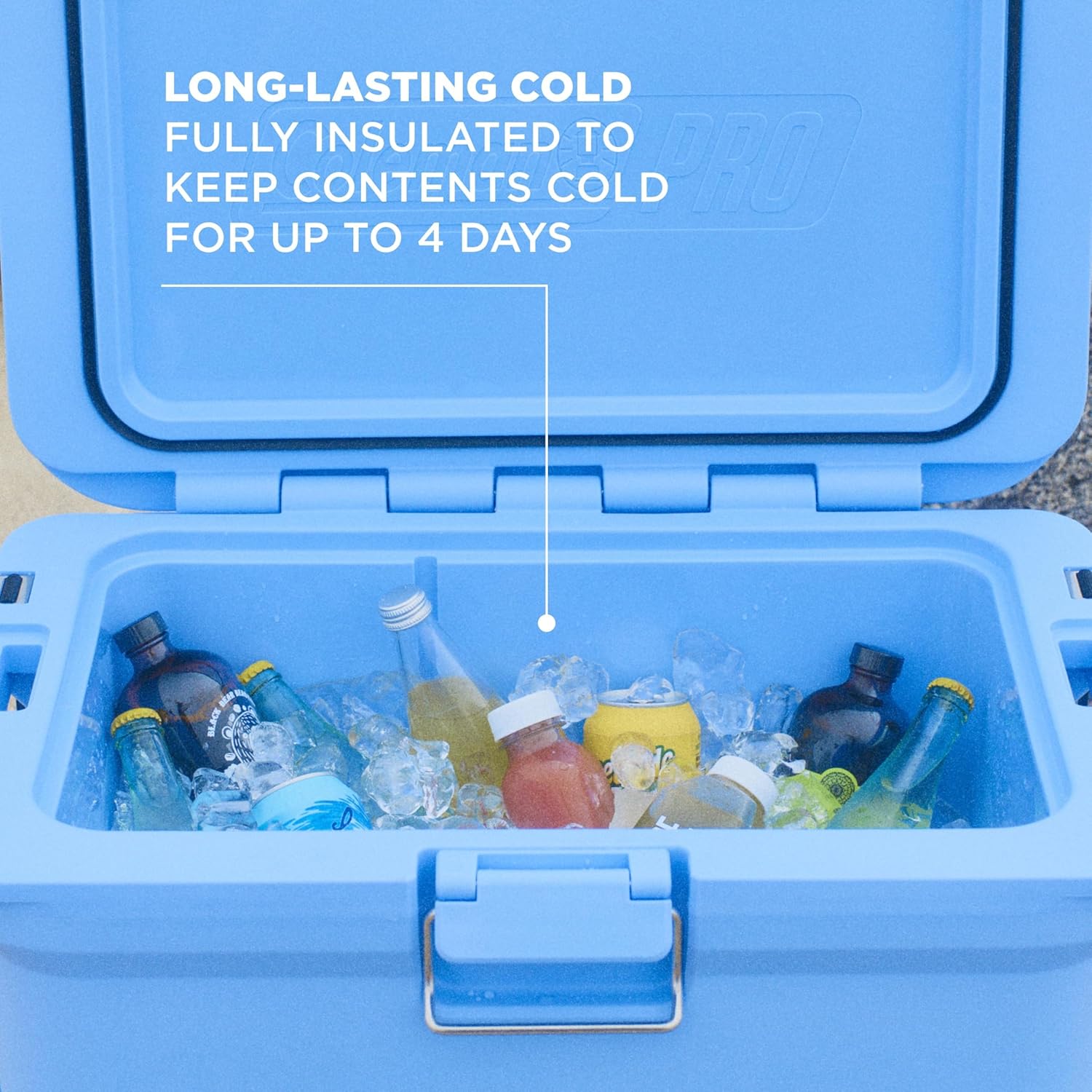 Coleman Pro Heavy-Duty Ultra-Light Premium Hard Cooler, 92/74/36-Can Capacity, Extra-Thick Insulation Keeps Ice up to 5/4/3 Days, 55-Quart Wheeled Cooler or 45/25 qt (No Wheels), Blue Sky - PuriLite