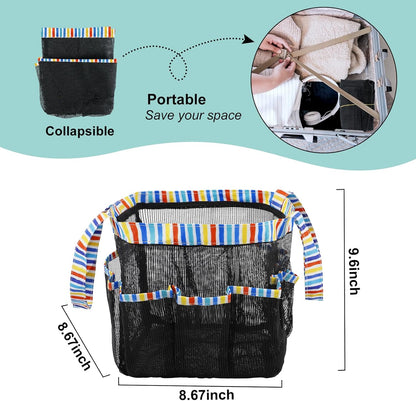 Attmu Mesh Shower Caddy Portable for College Dorm Room Essentials with 8 Pockets, Hanging Shower Caddy Basket Tote Bag Toiletry Accessories for Bathroom - PuriLite